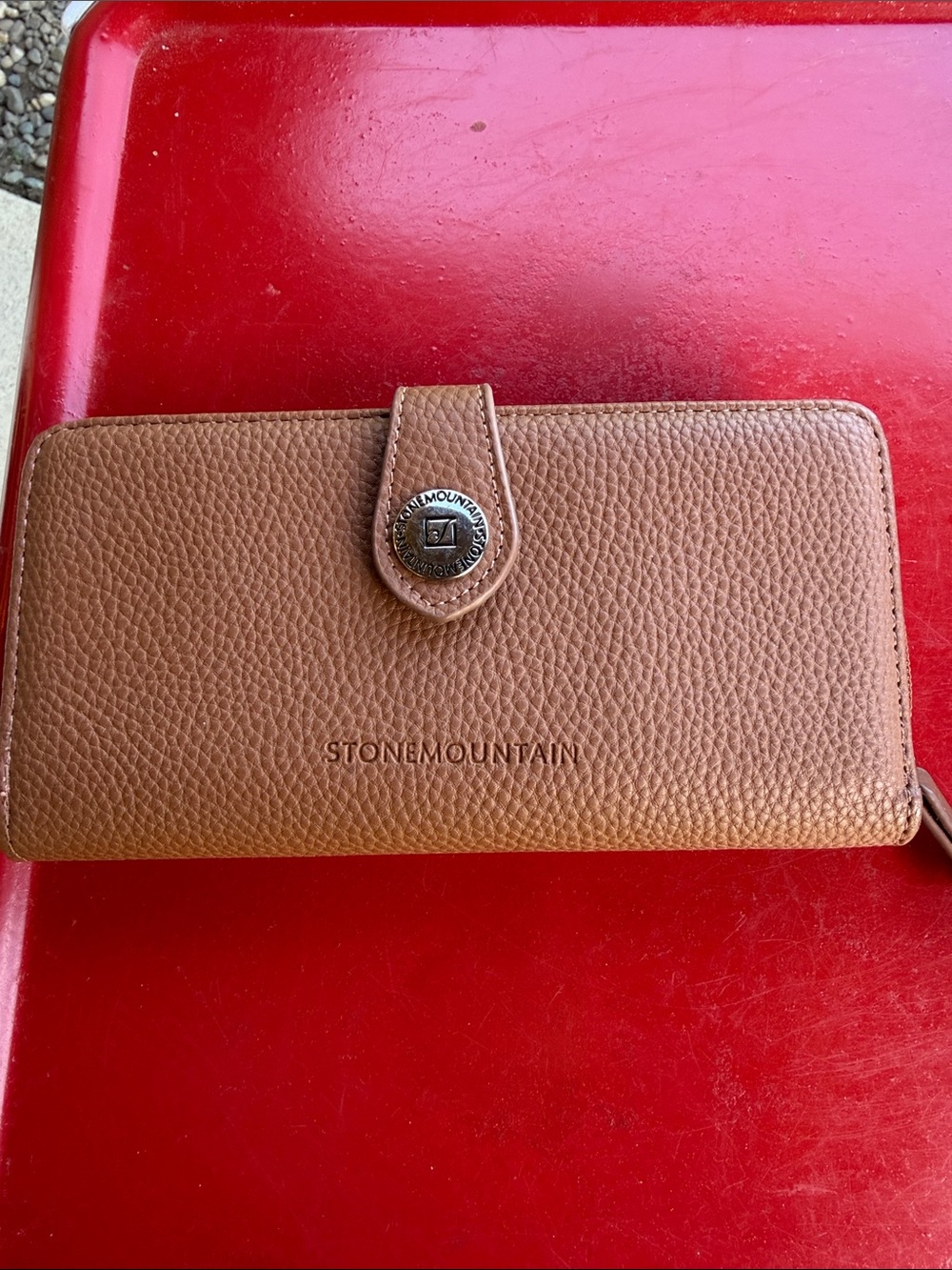 Stone Mountain Tan Pebbled Leather Snap Clutch Wallet